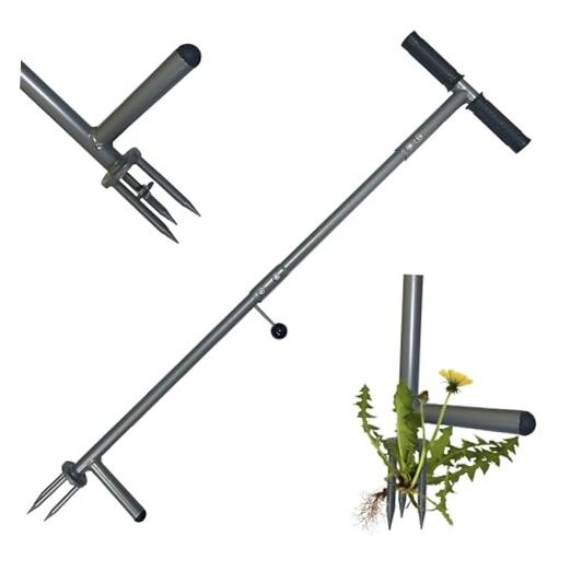 39"/42" Stand Up Weeder Hand Tool - Weed Puller Tool - Long Handle 3 1.0 Black