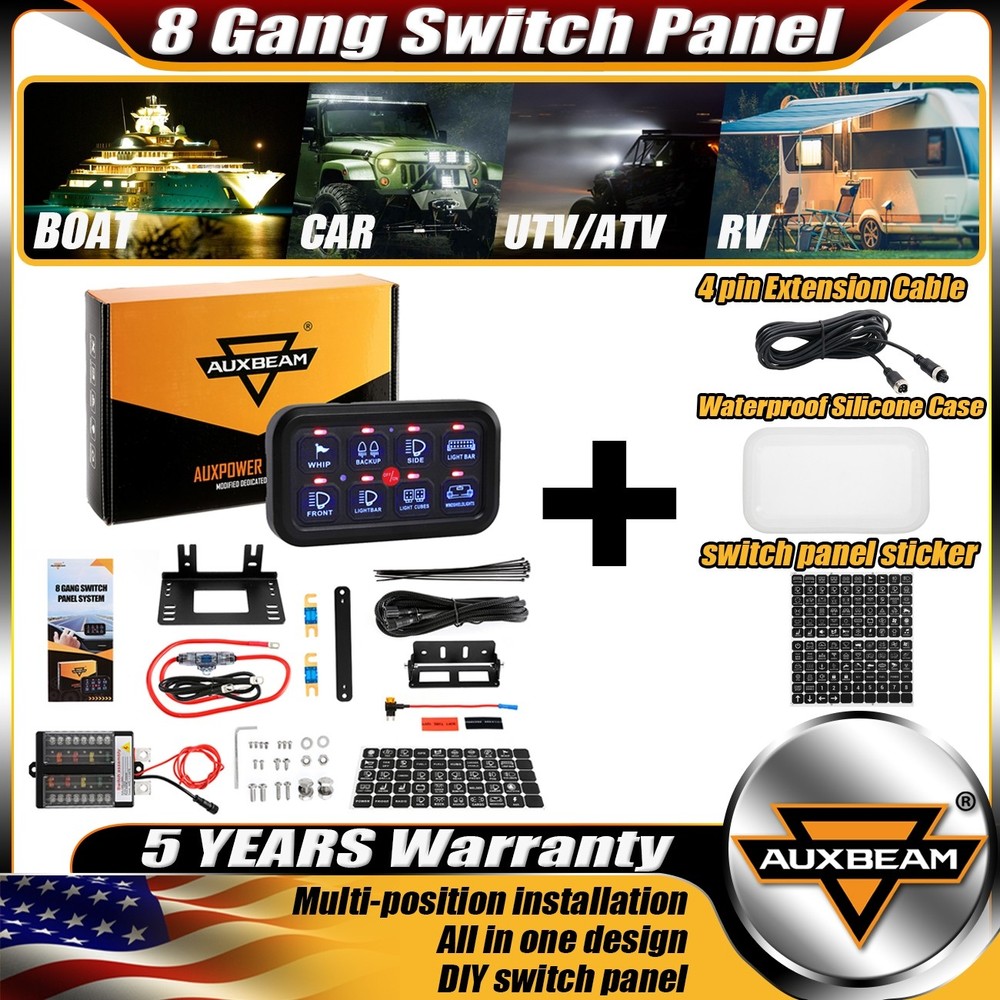 AUXBEAM Blue BB80 8 Gang on-off Switch Panel Automatic Dimmable System For Ford
