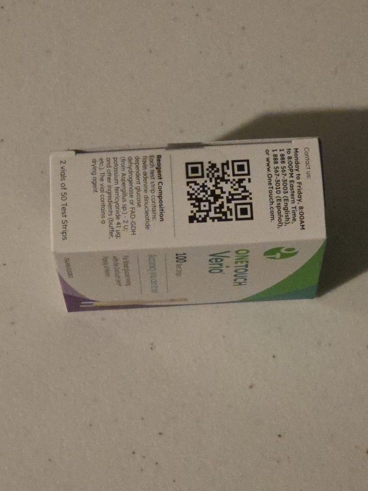 100 Ct One Touch Verio Blood Glucose Diabetic Test Strips (Read Description)