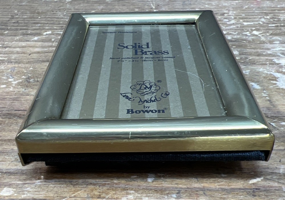 Vintage Solid Brass Lacquer Coated 3.5” x 2.5” Frame by Bowen