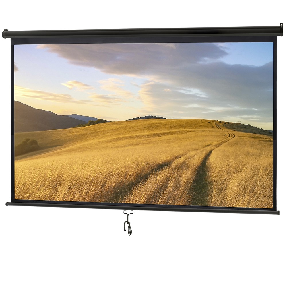 Retractable Pull Down 100" 16:9 Hd Projection Screen For Outdoor Camping Use