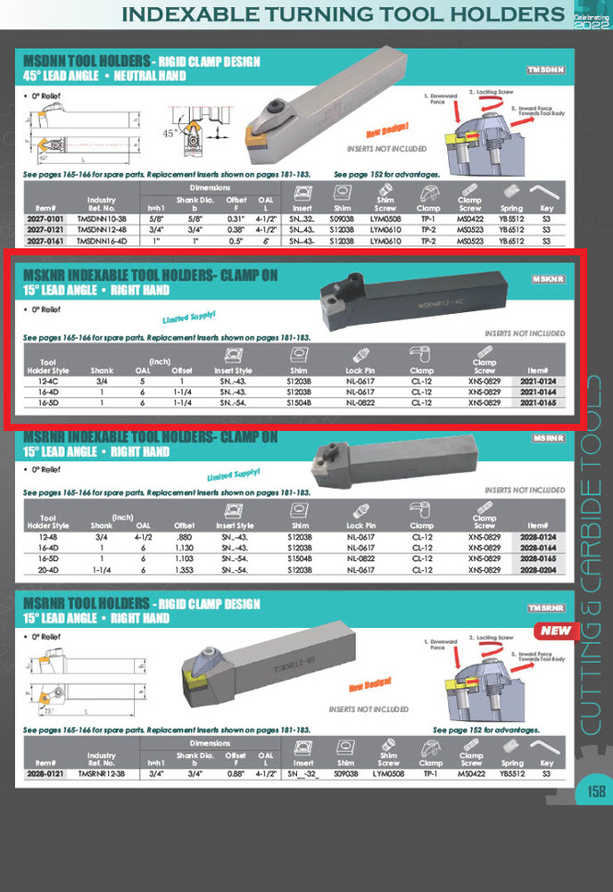 STYLE MSKNR 16-5D TURNING TOOL HOLDER (2021-0165)