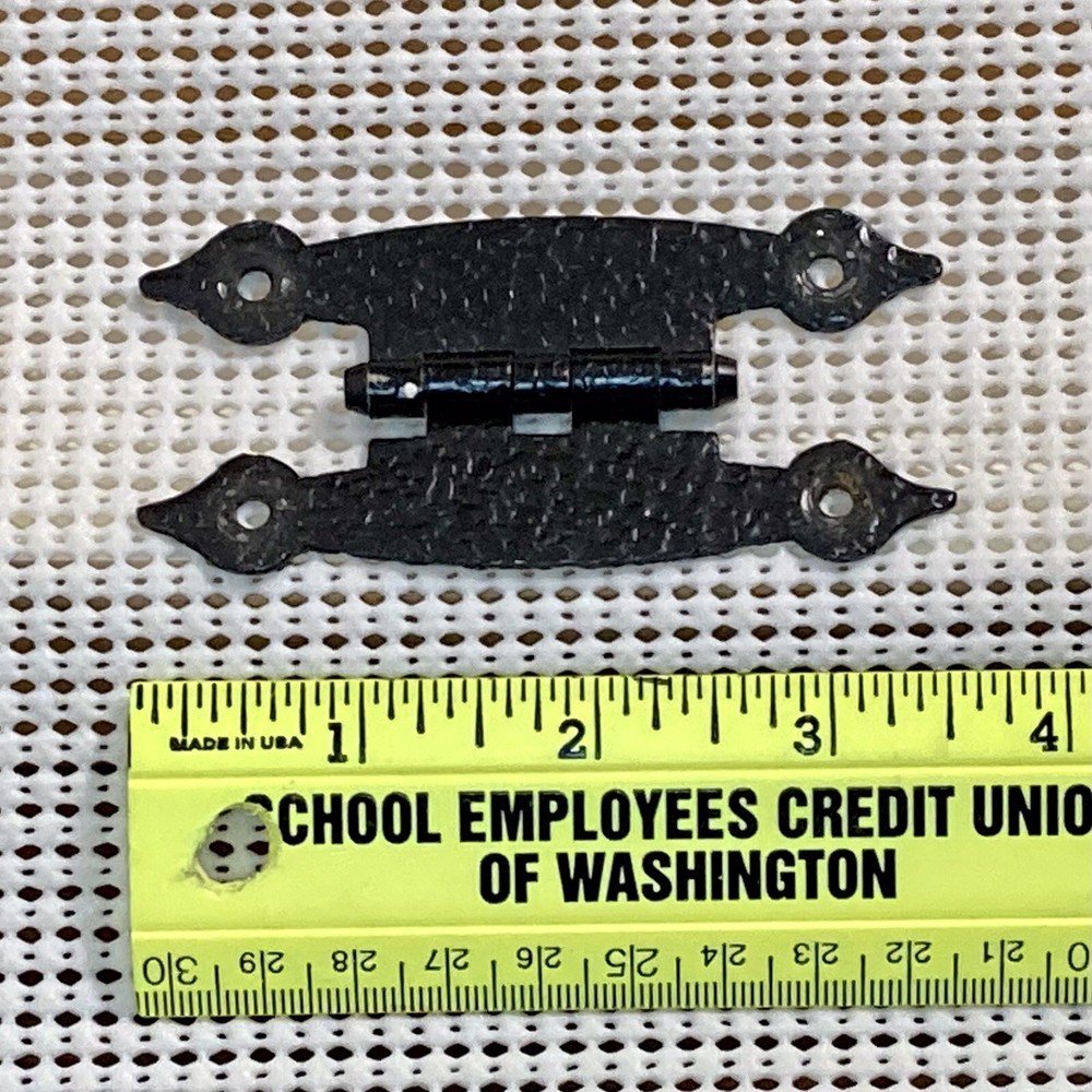 Vintage Wrought Iron Hinges (4) and Drawer Pull (2) Lot Includes Screws