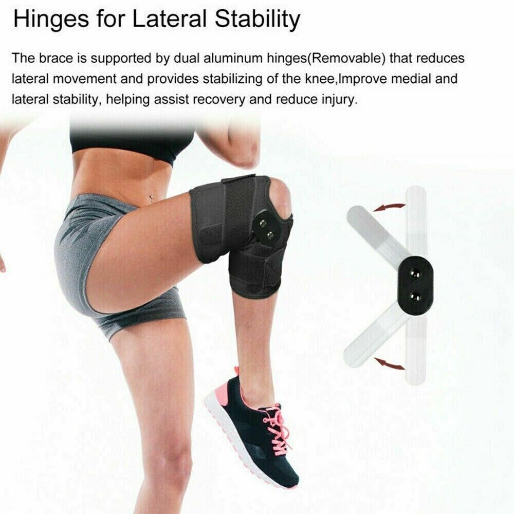 Knee Brace Hinged Compression Sleeve Joint Support Open Patella Stabilizer Wrap
