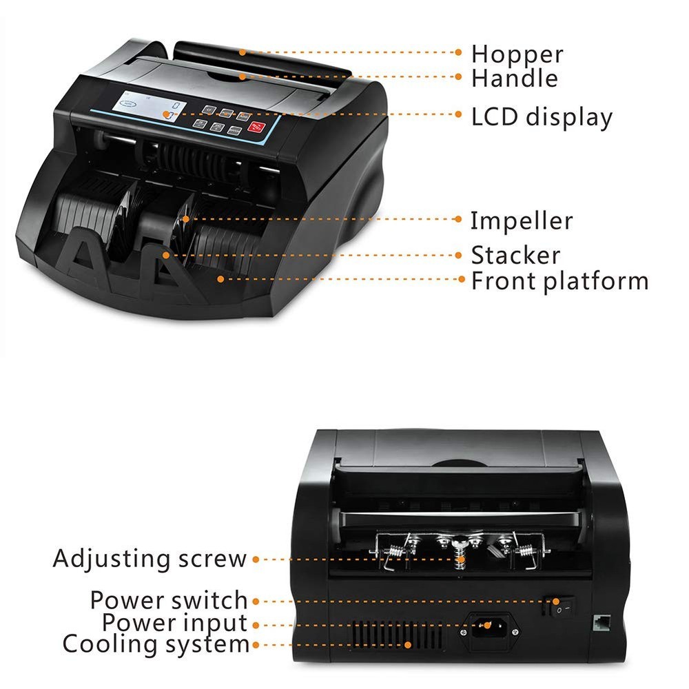 USD Money Counter Machine w/ UV MG IR Detection LCD Add/Batch Modes