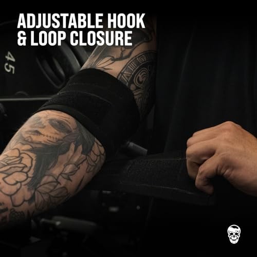 Weightlifting Elbow Wraps - Flexible 40'' Compression Strap & Joint Support Brac