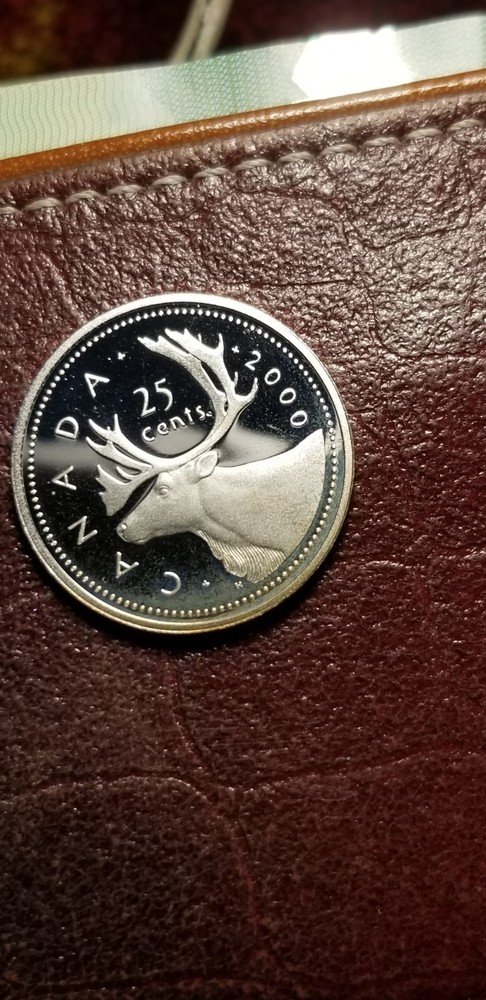 Canada 2000 Silver Proof Gem 25 Cent Caribou Coin.