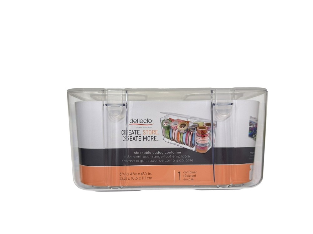 Deflecto Caddy Stackable Organizer Compartment, Medium, Clear (29201CR) NWT!!