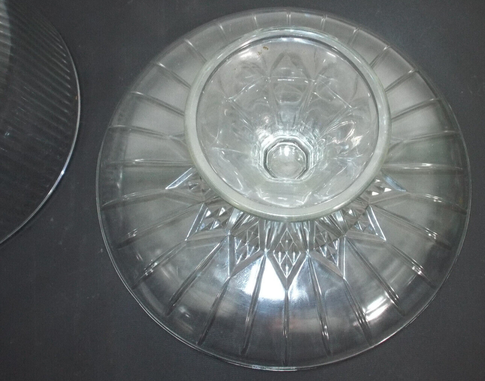 Anchor Hocking Monaco Clear Round Glass Polished Cake Set STD Crystal