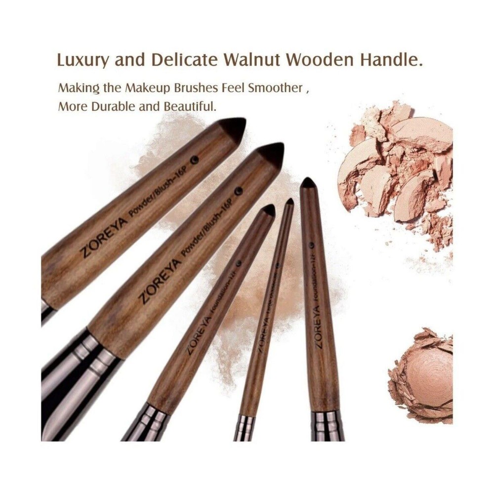 Makeup Brush Sets ,15pcs Unique Walnut Makeup Brushes with Nobility