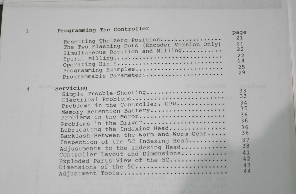 HAAS 5C Indexing Operations, Programming and Servicing Manual 1987