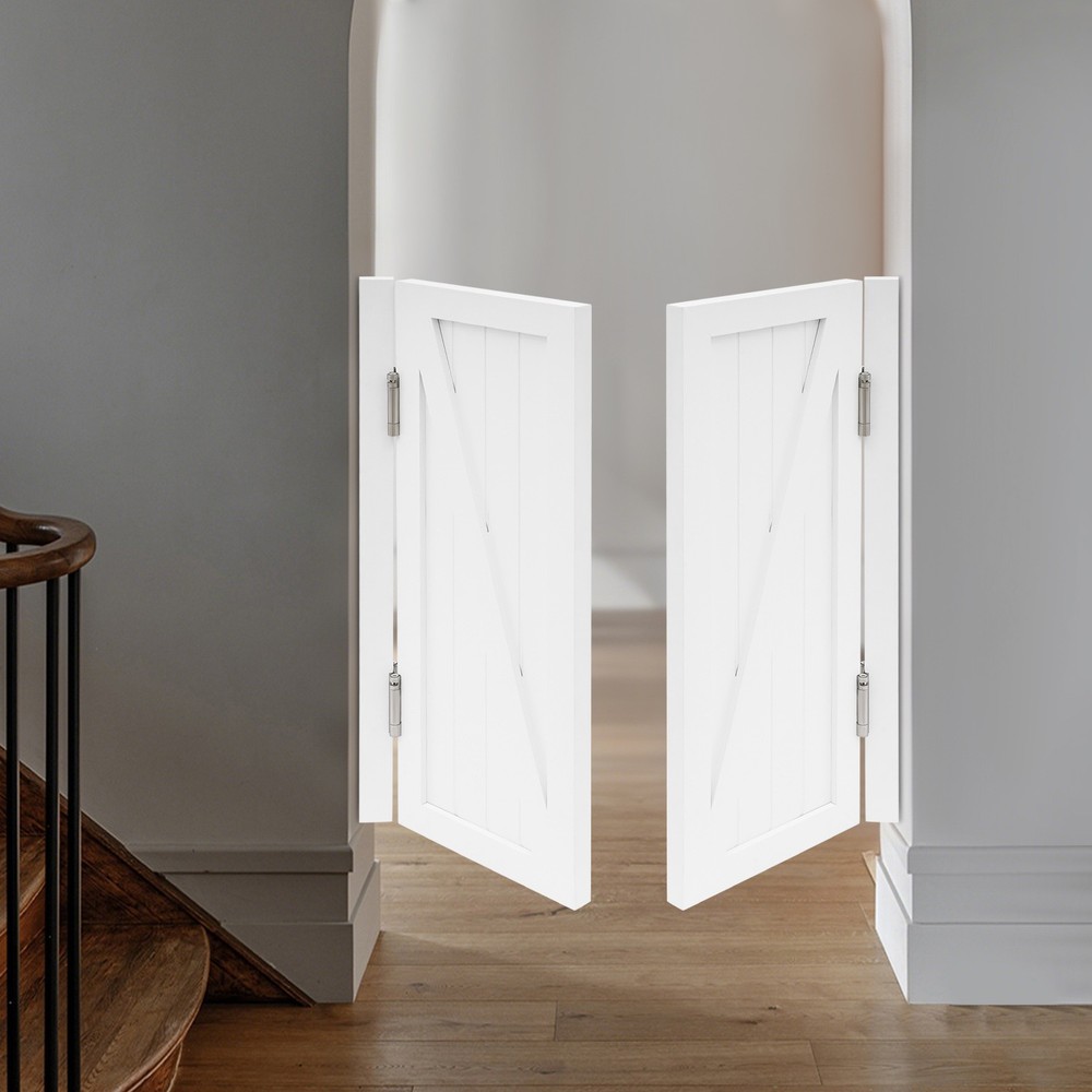 Partition Doors Solid Wood Entrance Partial Door Double-Doors Leaf for Home Yard