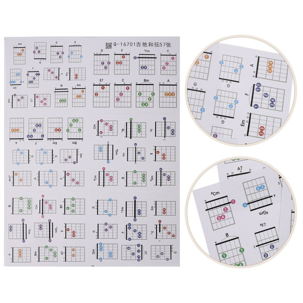 57 Pcs Guitar Chord Helper Chords Chart Beginner Learning Accessory