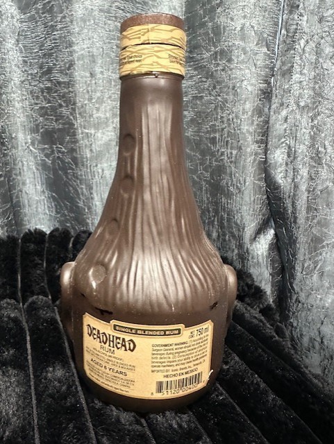 Deadhead Aged Rum Liquor Bottle EMPTY Tall Shrunken Head WITH Cap