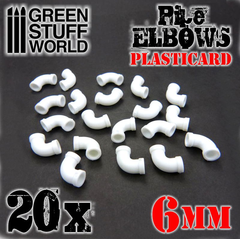 Plasticard Pipe ELBOWS - 6 mm - HIPS Polystyrene - Pipeline Tubing