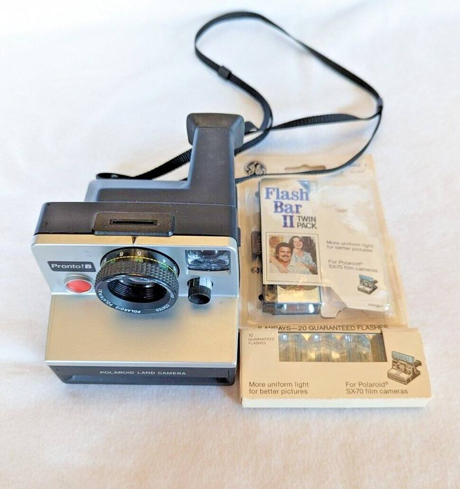 Polaroid Land Camera. Pronto!B. and a Couple Flash Bulb Bars