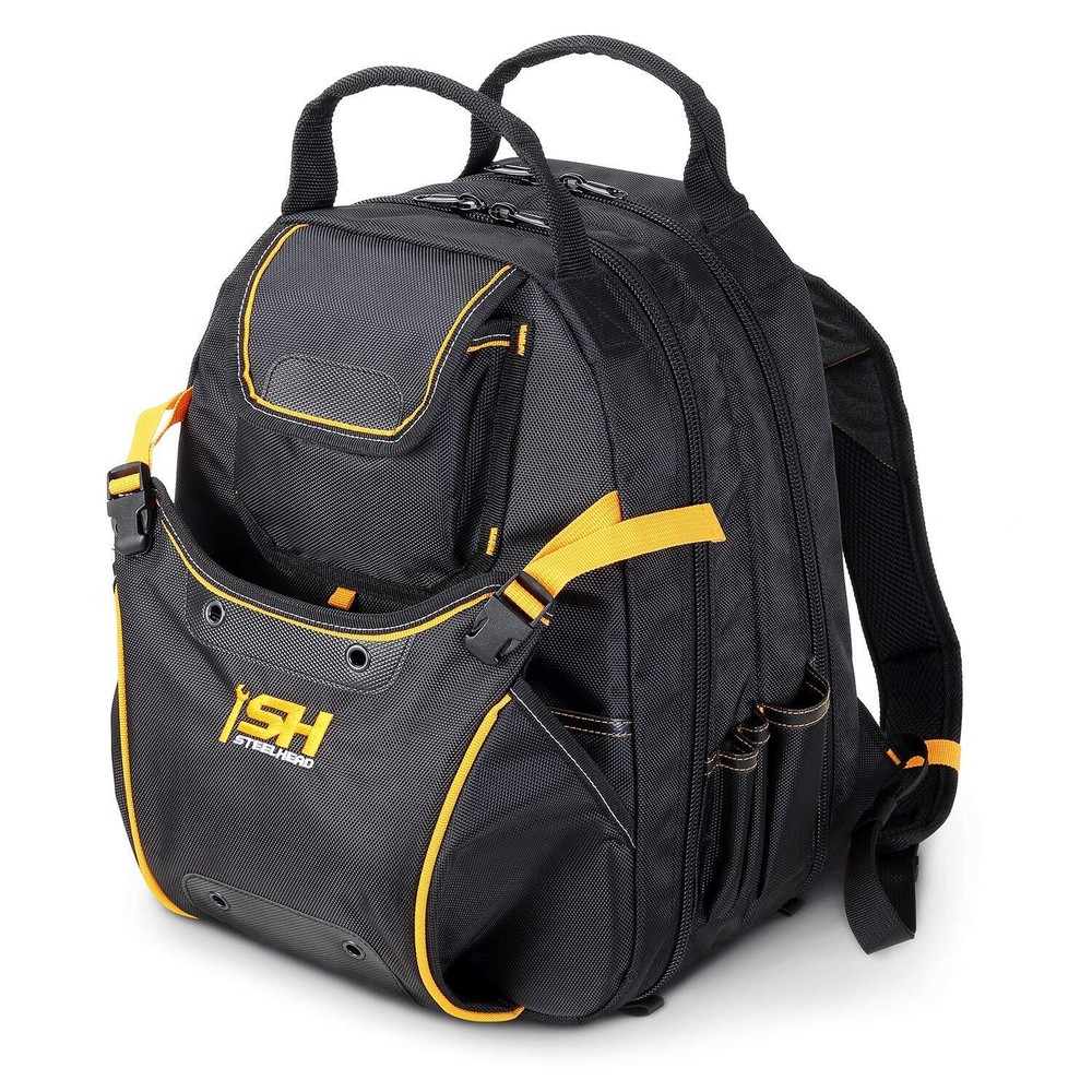 STEELHEAD 48-Pocket Heavy-Duty Tool Backpack, Padded Back Support。