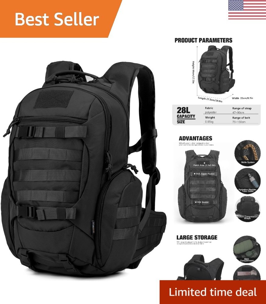 Durable 28L Tactical Molle Backpack with Hydration Compartment for Adventurers