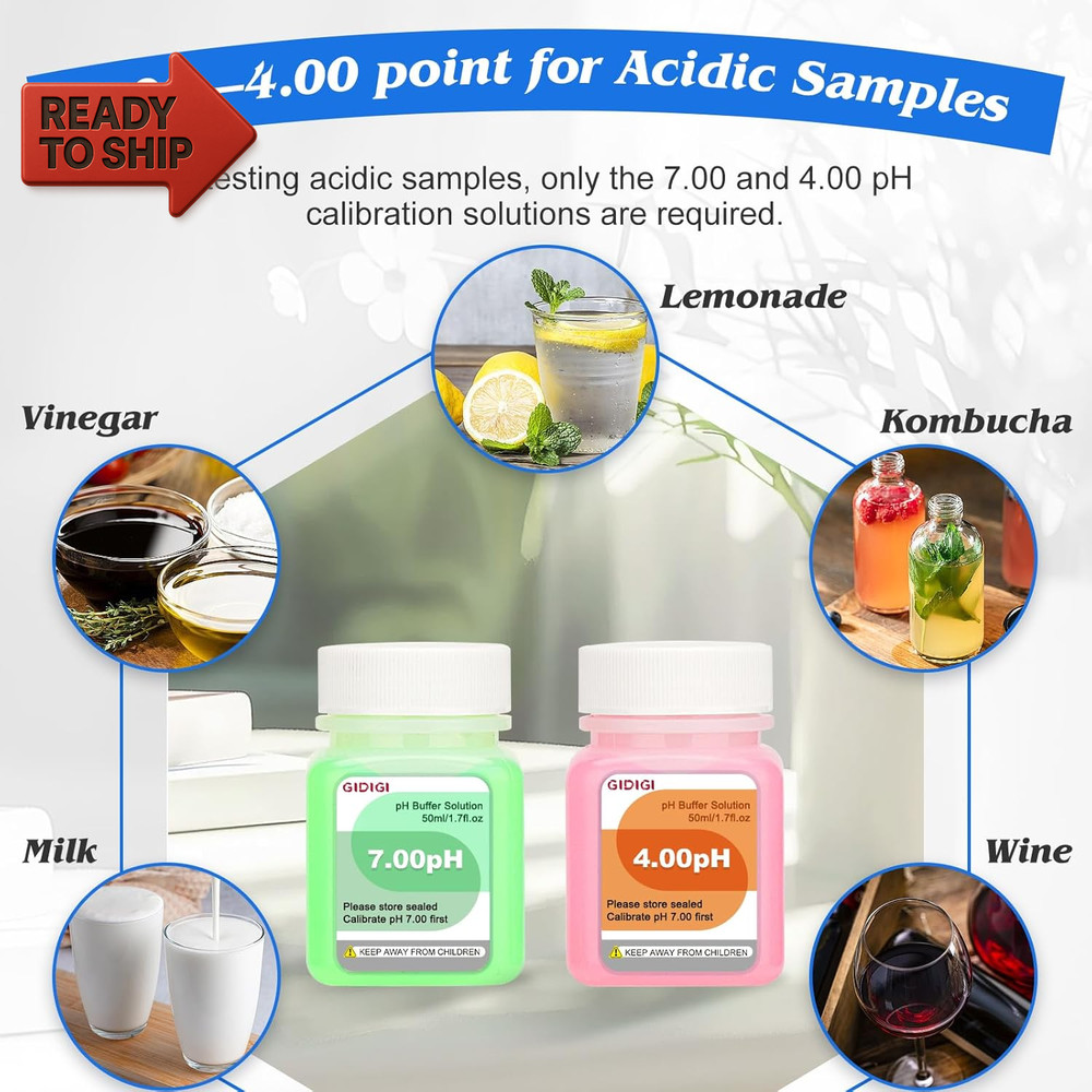 Ph Calibration Solution Kit (4,7,10 Ph Buffer Solution) & Ph Electrode Storage