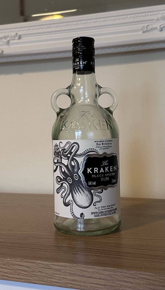 Kraken Spiced  Rum EMPTY 700ml  Bottle, Upcycle Craft Display/Nautical, Bottle