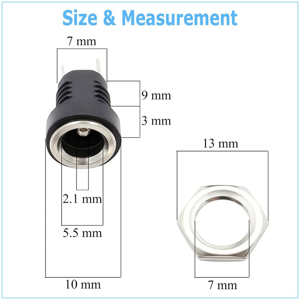 10PC Male Barrel Jack Plug Female Socket Panel Mount DC 12V Power Connectors