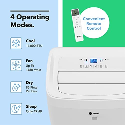 VREMI 10,000 BTU PORTABLE AIR CONDITIONER WITH HORIZONTAL - Scratch & Dent