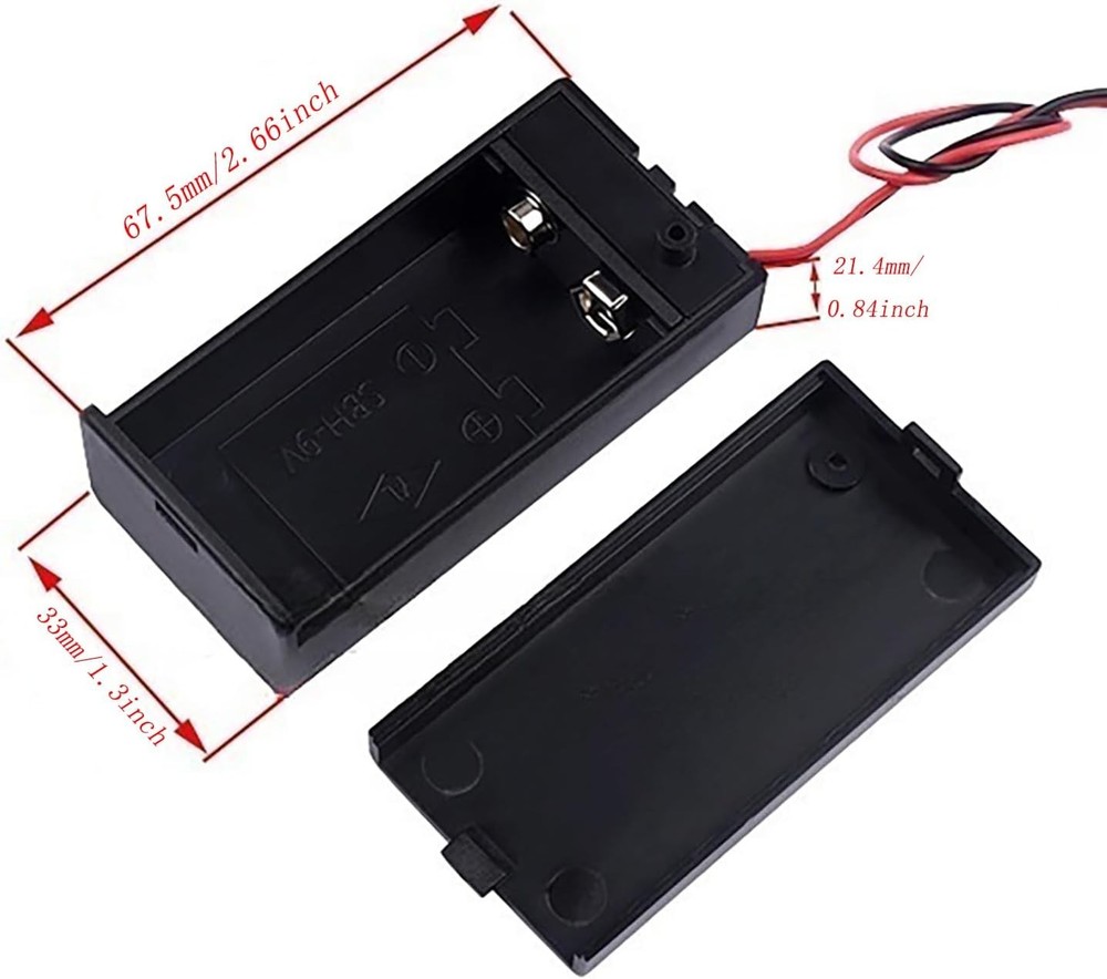 6PCS 9V Battery Holders with Switch – Safe and Durable ABS Boxes for Projects