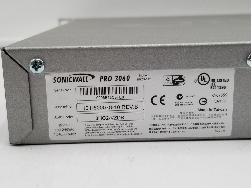 SonicWall PRO 3060 VPN Firewall Network Security Appliance