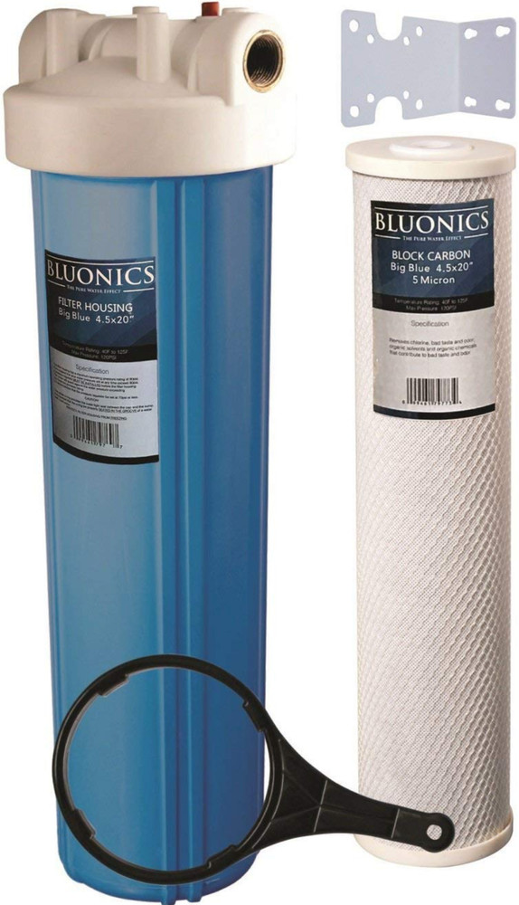 BLUONICS 20" Whole House Water Filter w/ Carbon Block Cartridge BLUE HOUSING
