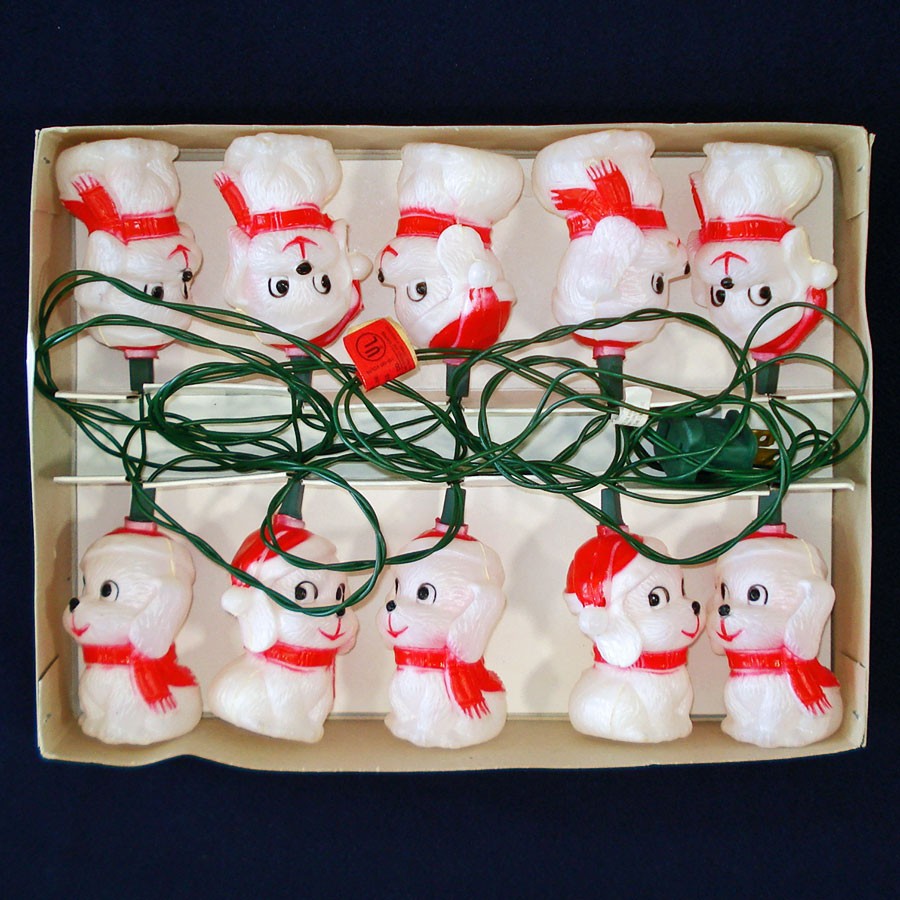 Box Santa Dogs Figural Christmas Lights String
