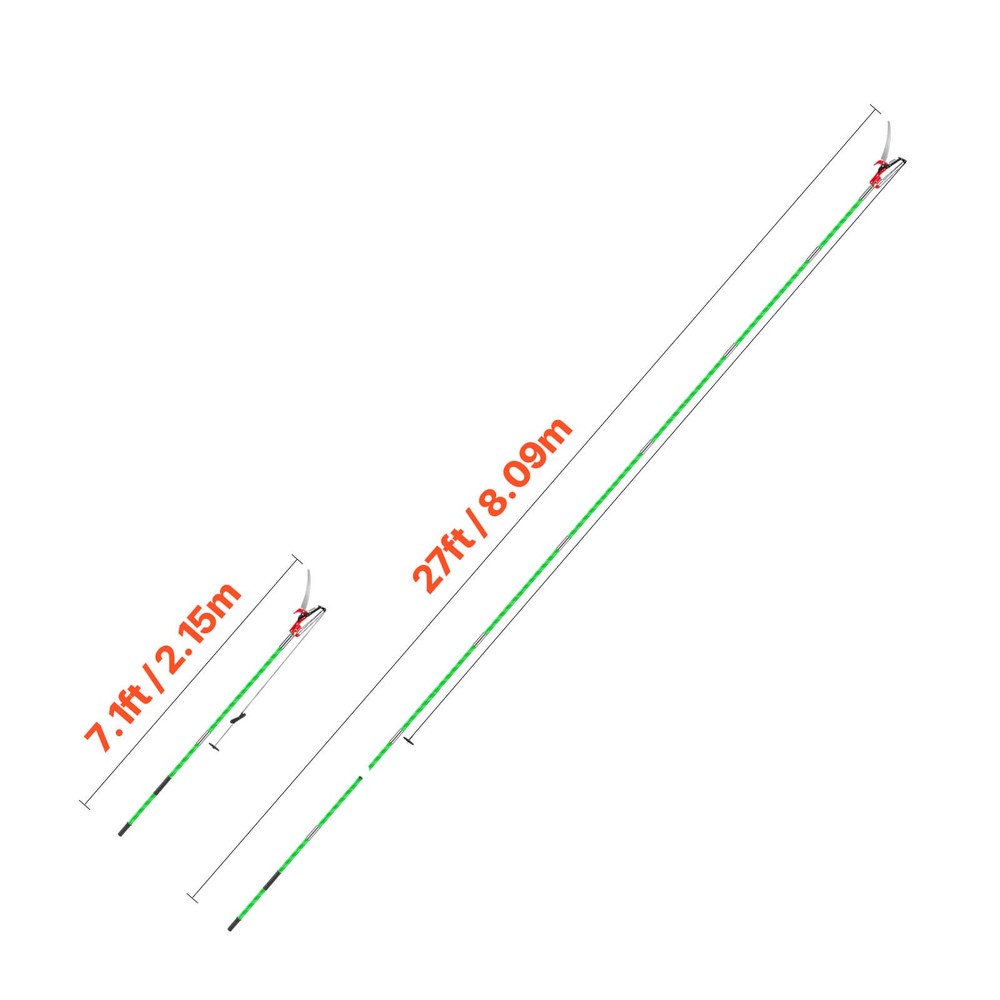 Manual Pole Saw Extendable Pole Tree Pruner 3.87 - 27 ft with Scissors