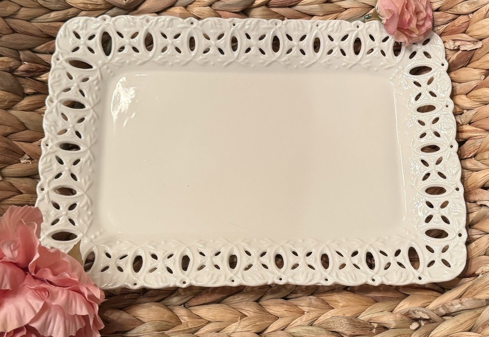 Godinger Cream Lace Serving Platter & Butter Dish