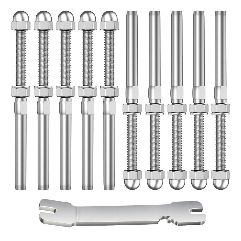 10 Pack Cable Railing Swage Threaded Stud Tension End Fitting Terminal For 1/8"