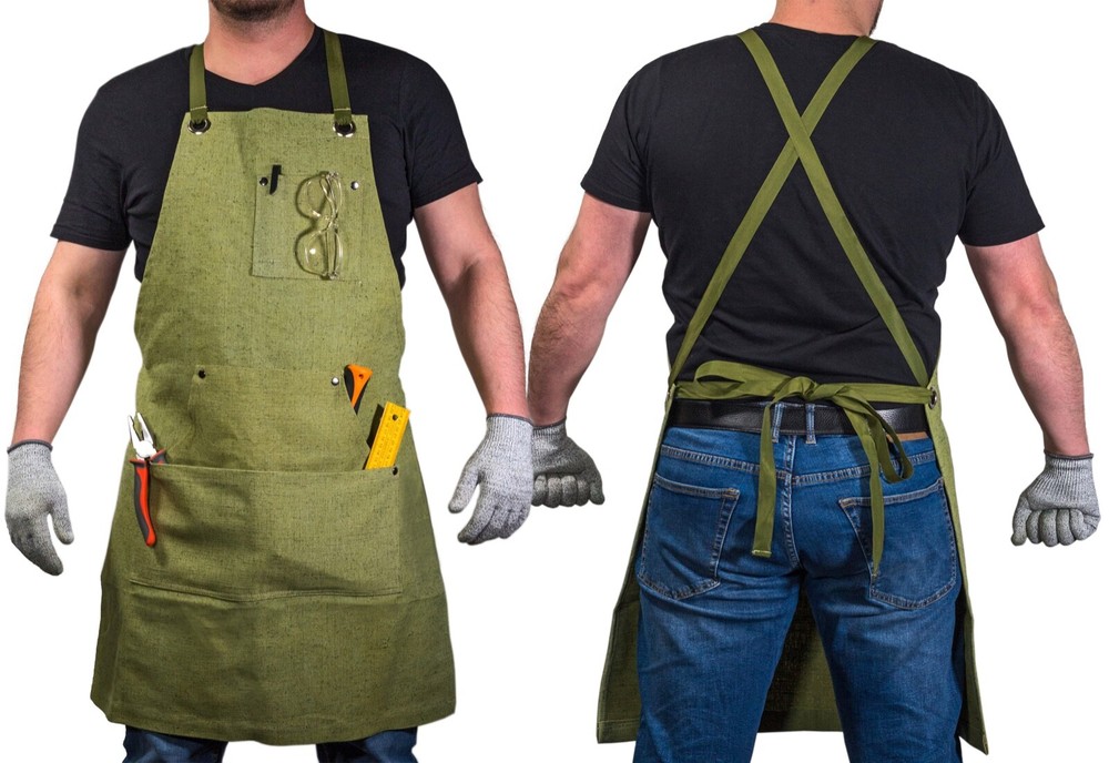 Adjustable Green Canvas Work Apron BeaverCraft AP1