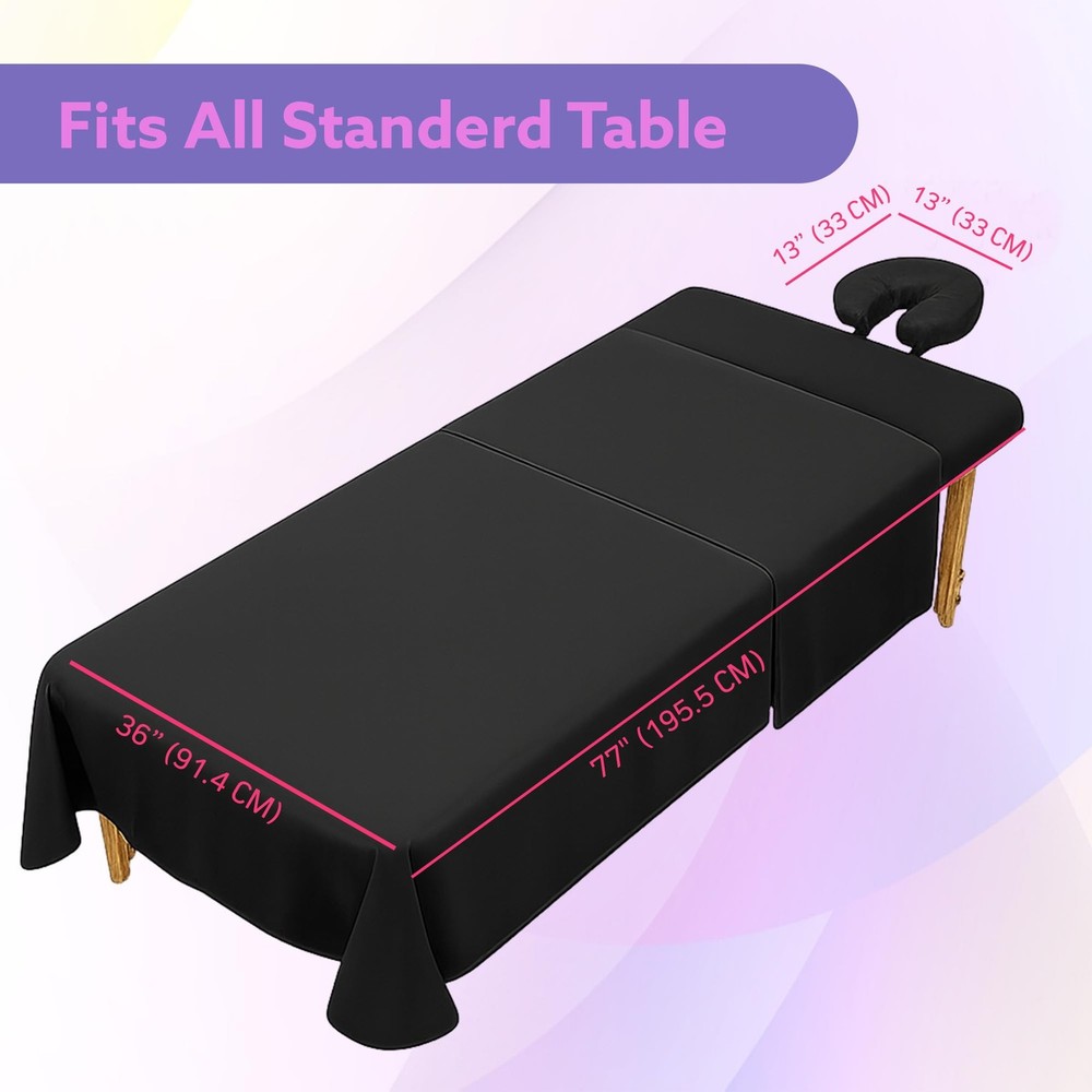 Massage Table Sheets Set – 3 Piece 4 Set, Microfiber Spa Bed Sheets, Cotton-F...