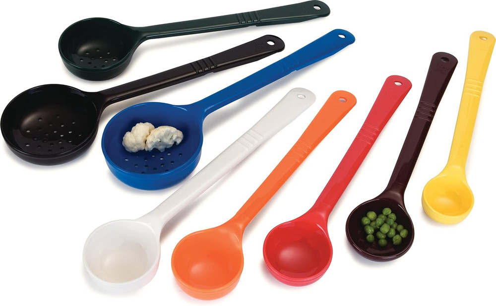 493003 Solid Short Handle Portion Control Spoon, 6 oz, Black