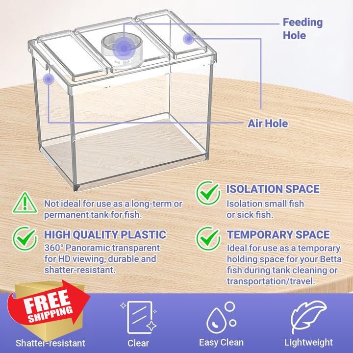 MoonOrange Mini Betta Fish Tank 0.2 Gal, Pack-2, Stackable