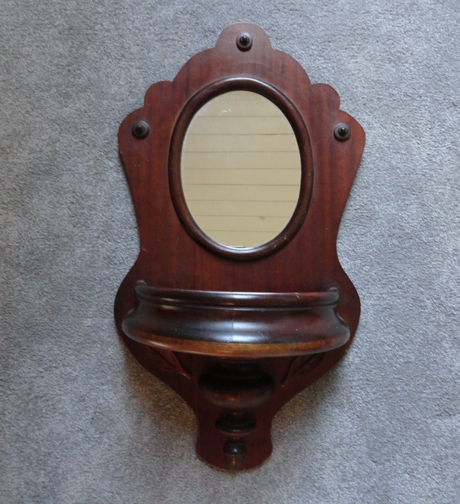 Vintage Wood Mirror Wall Shelf Planter