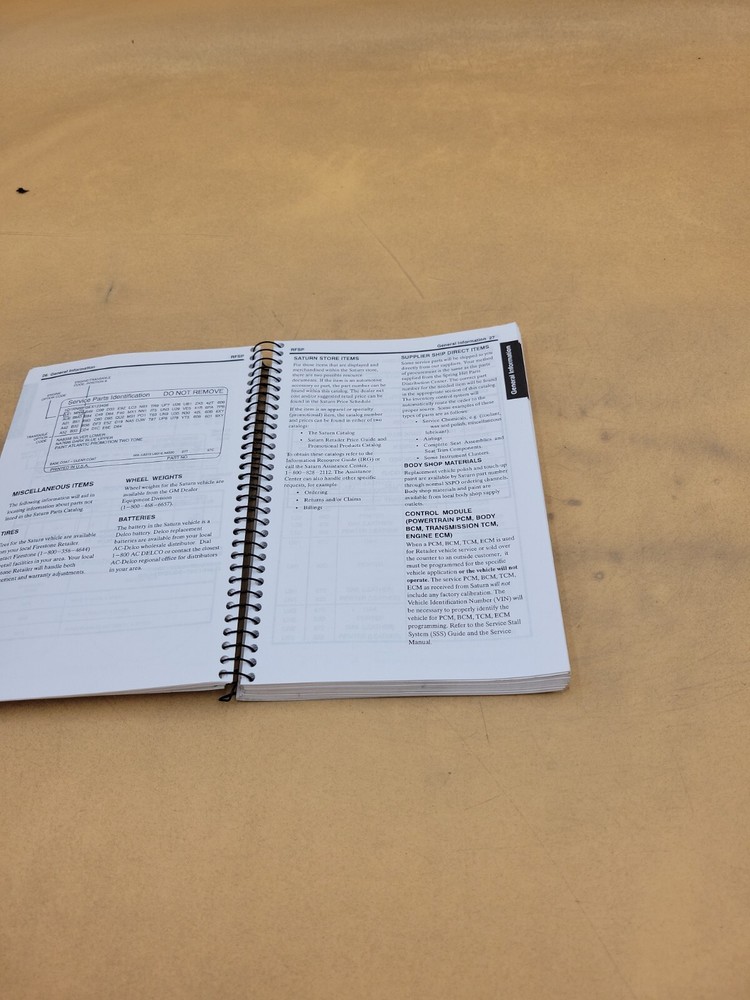 2000 SATURN L SERIES QUICK REFERENCE SPECIFICATIONS GUIDE MANUAL BOOK