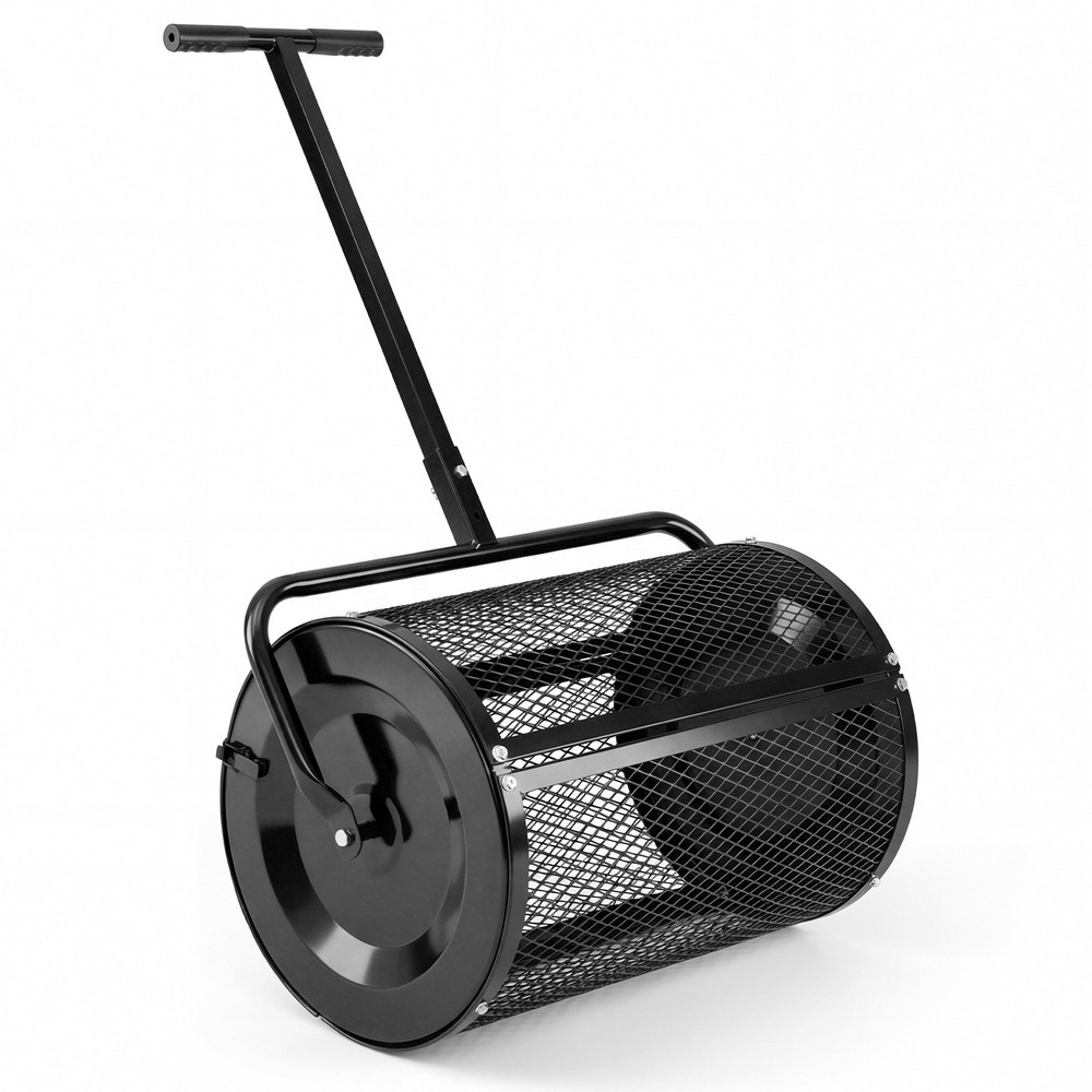 Compost Spreader,Peat Moss Spreader Roller w/Height-adjustable T-shape Handle