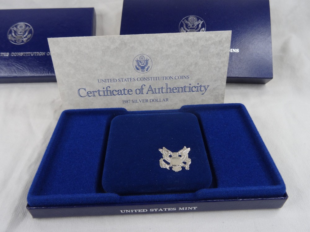 1987 Proof Constitution Commemorative Silver Dollar $1 w/ Box & COA OGP