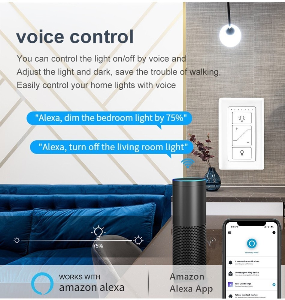 USED Smart Dimmer Switch with Remote Dimmable Voice Control Work with Alexa