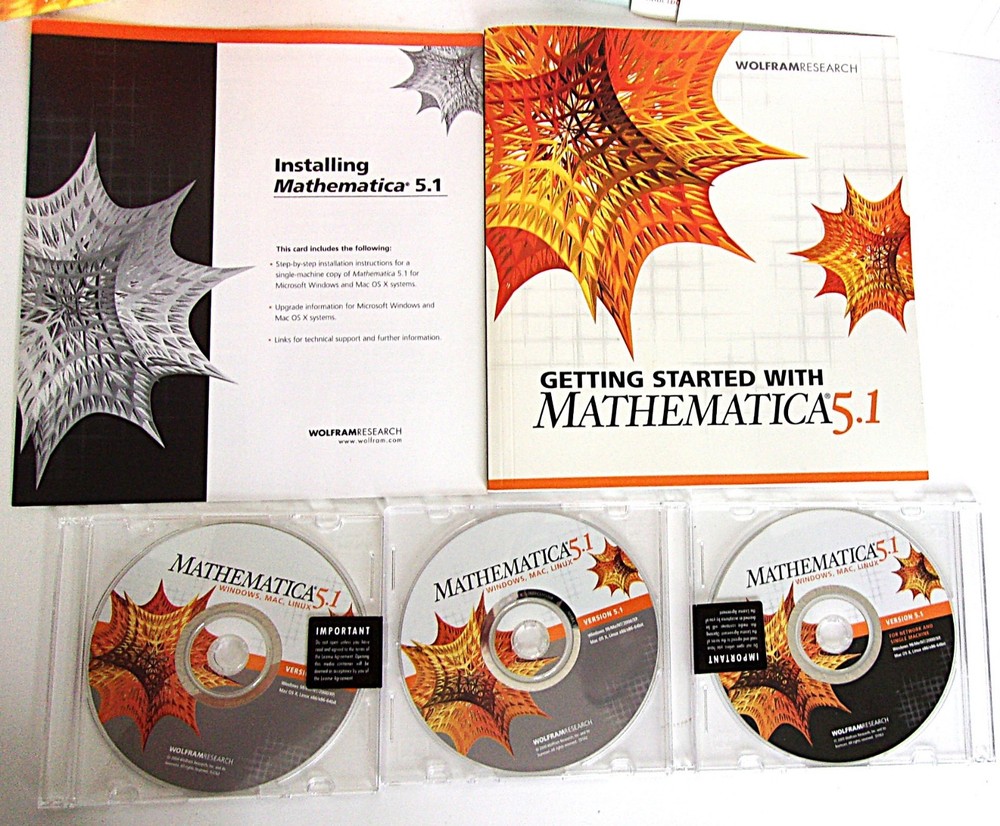 2005 Mathematica 5.1 w/Three CDs, Getting Started and Installation