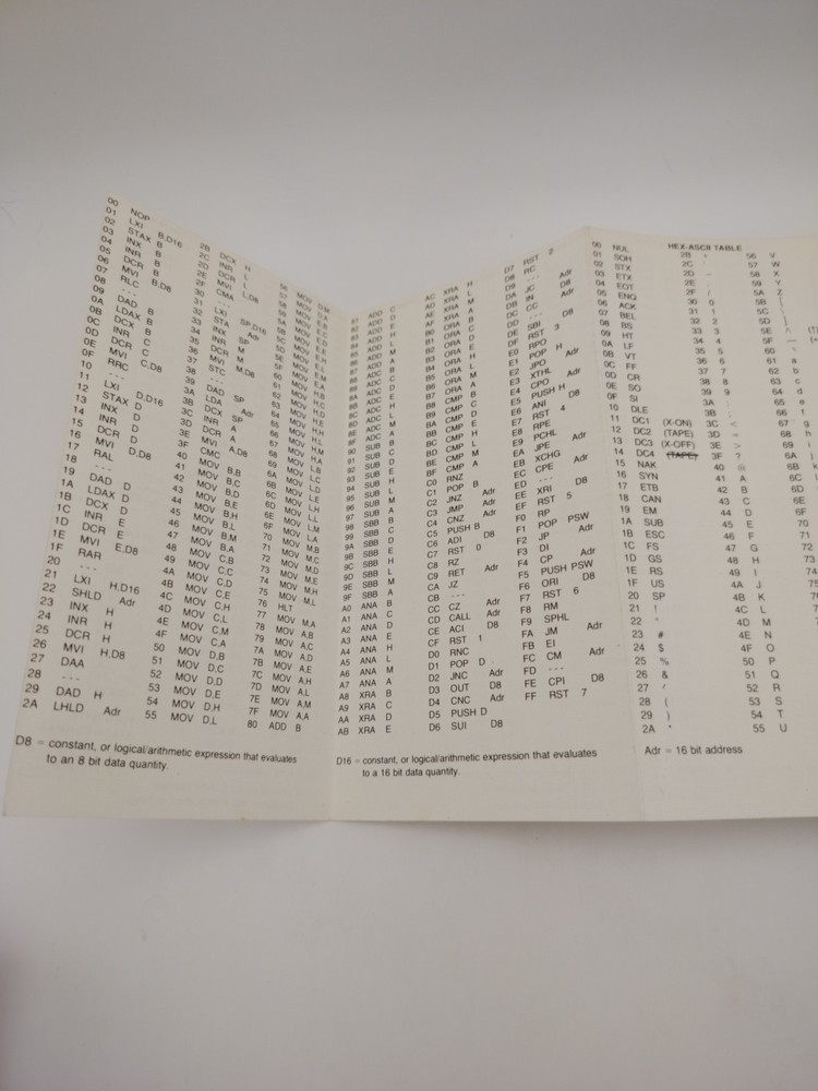 Intel 8080 Assembly Language Reference Card Feb 1976 Synchro-Sound...