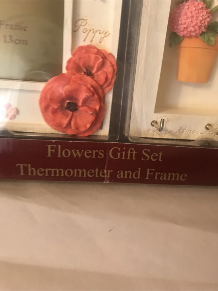 Flowers gift set thermometer and frame (2 Frames) New With Box