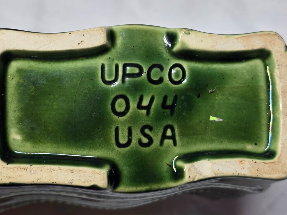 UPCO Green Drip Glaze Rectangular Planter #044 USA Vintage 6"