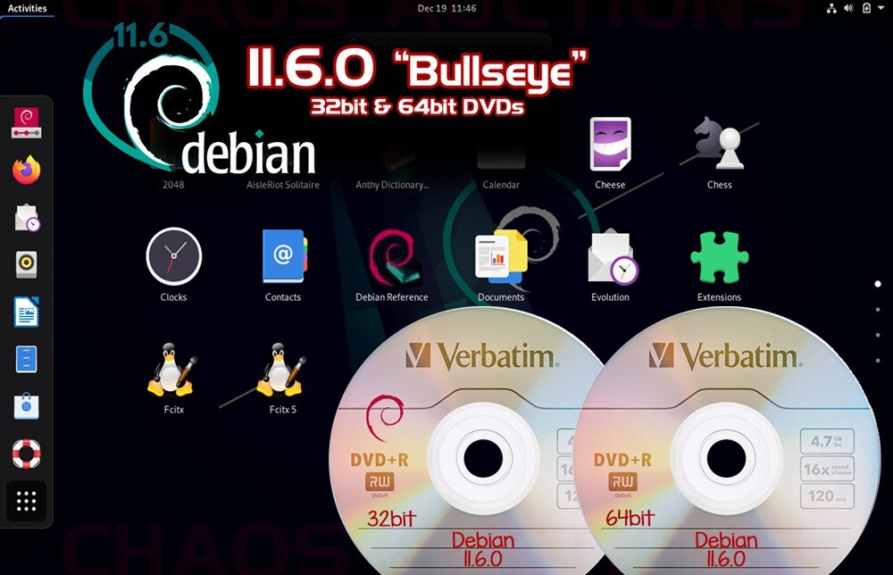 Debian 11.6.0 LINUX INSTALL DVDs 32bit & 64bit