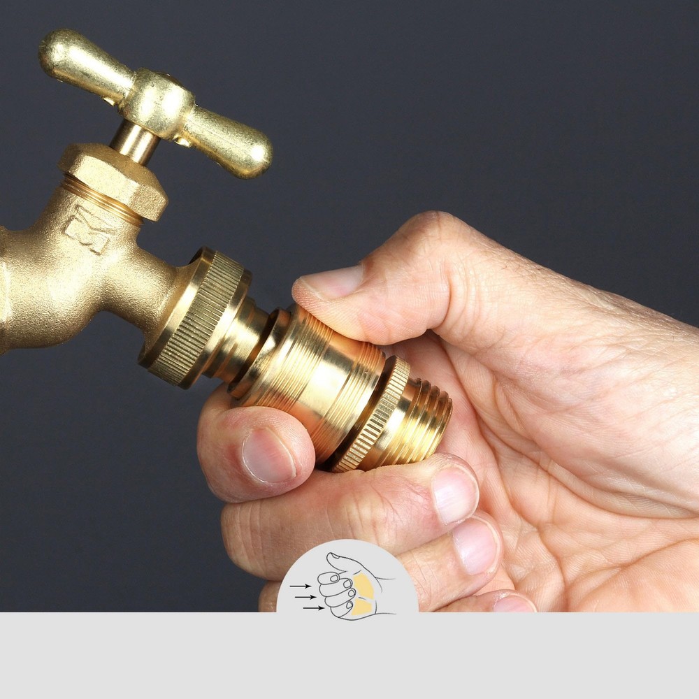 Quick Connect Garden Hose Fitting, ¾ Inch Solid Brass, 200 Psi, Gold