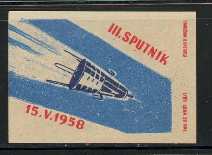 Sputnik 15.V.1958 Czech Match Box Label