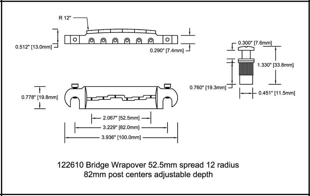 Bridge Wraparound Chrome post 10.5mm saddles 82mm post centers